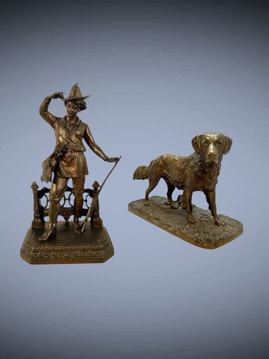 Антикварна статуетка скульптура фігурка статуэтка собака мисливець