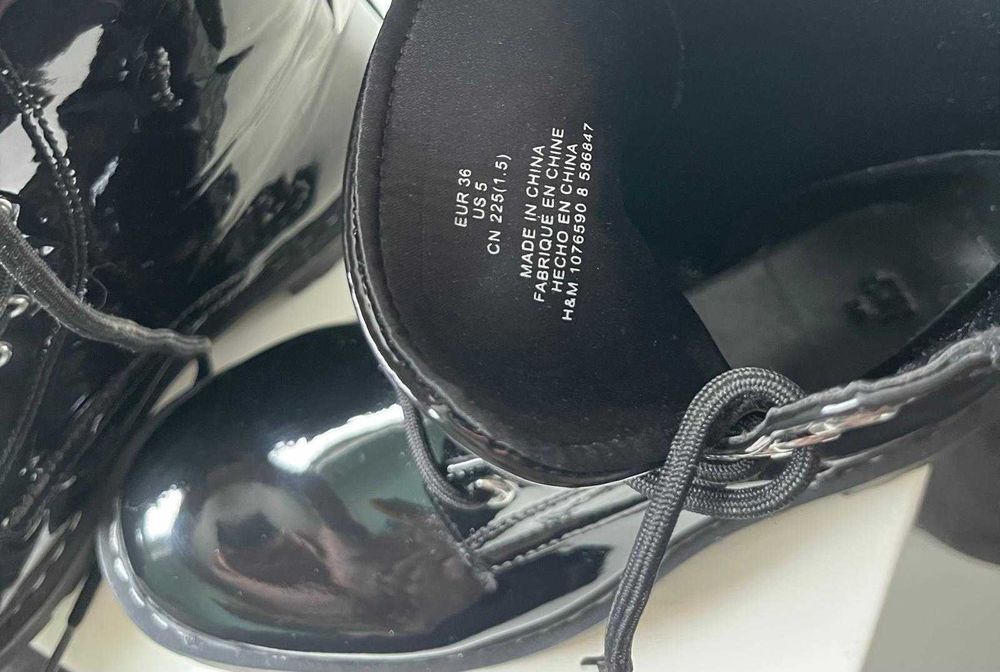 Martens H&M Lakierki Glany Nowe 36 czarne półbuty