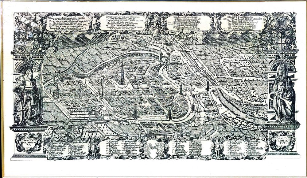 miedzioryt Duza 59,5cmx 100cm Mapa miasta Freiburg z 1589r G.Sickinger