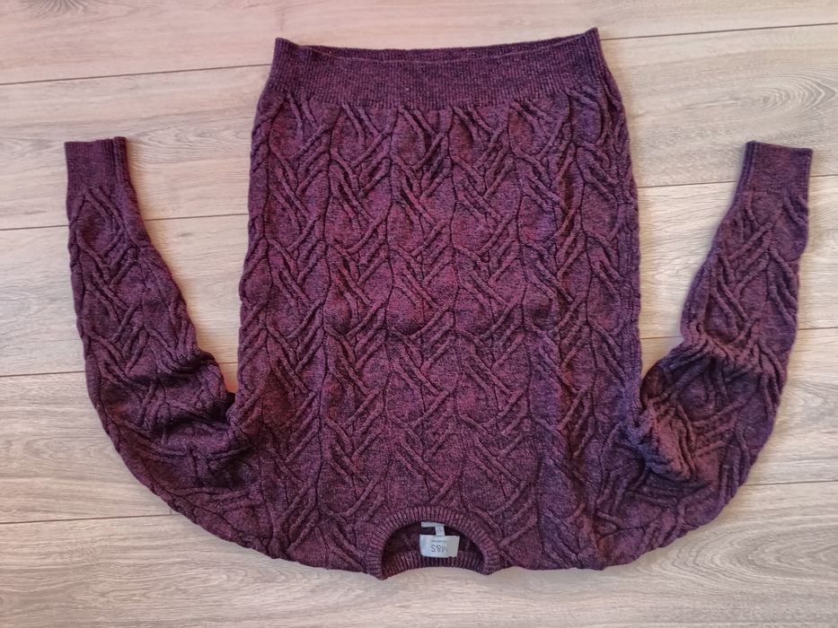 Sweter męski M&S roz. L merino and alpaca bordowy