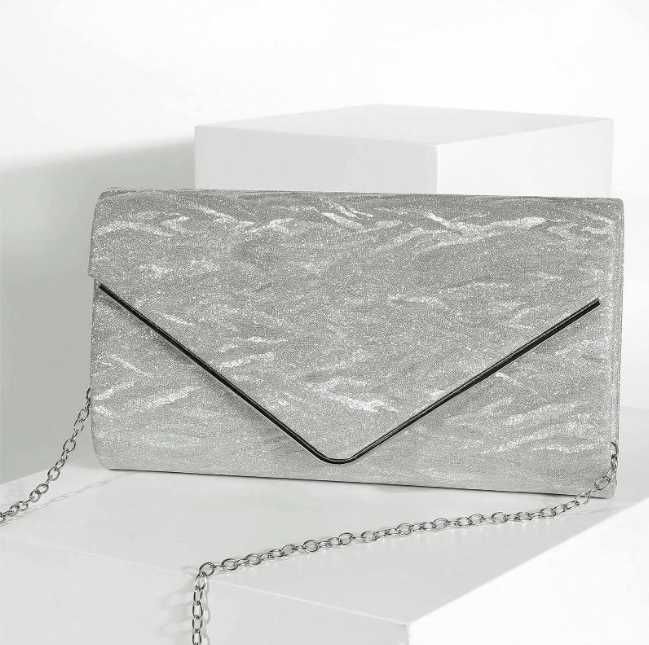 Nowa torebka damska wieczorowa /kopertówka /torebeczka /srebrna !3248!