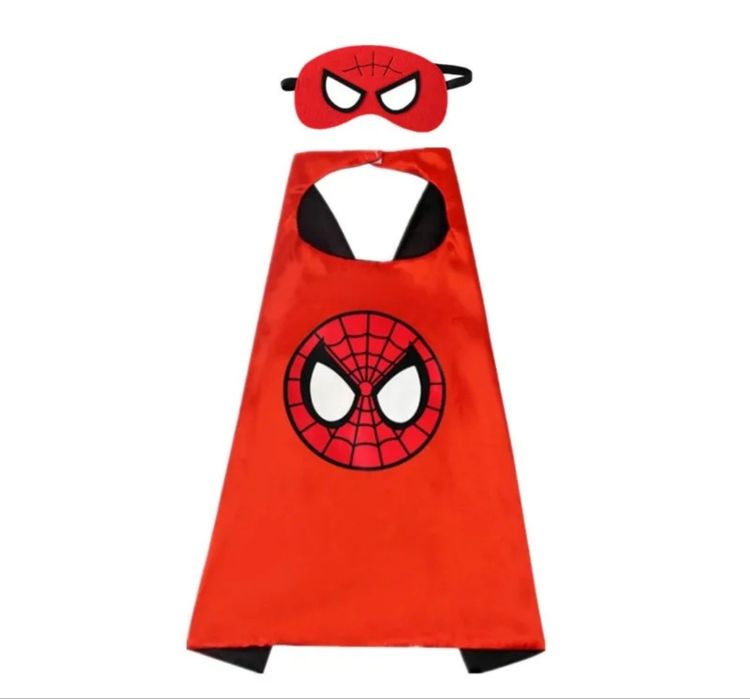 Capa e máscara Homem Aranha para o carnaval