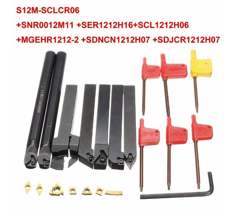 Резцы токарные набор 12х12 мм 7шт+пачка пластин, різець, різці , резец