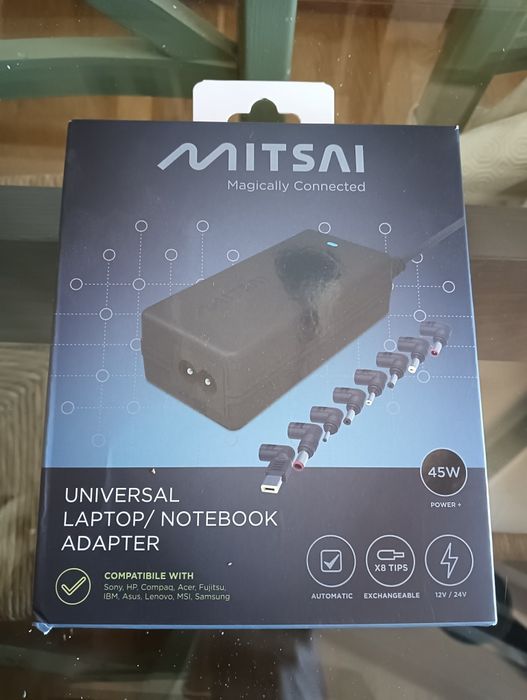 Vendo Carregador/Transformador para PC Portátil universal MITSAI 45W,