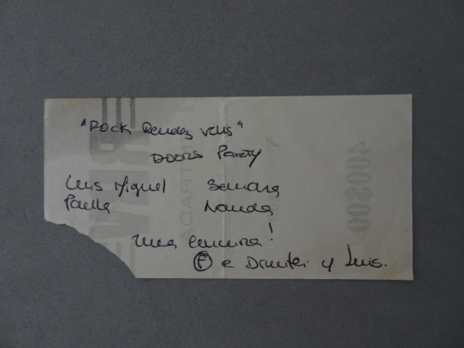 Bilhete antigo concerto RRV Rock Rendez Vous (Doors Party)