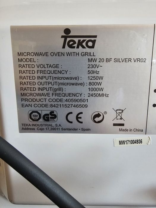 Teka MW 20 BF SILVER c/Grill