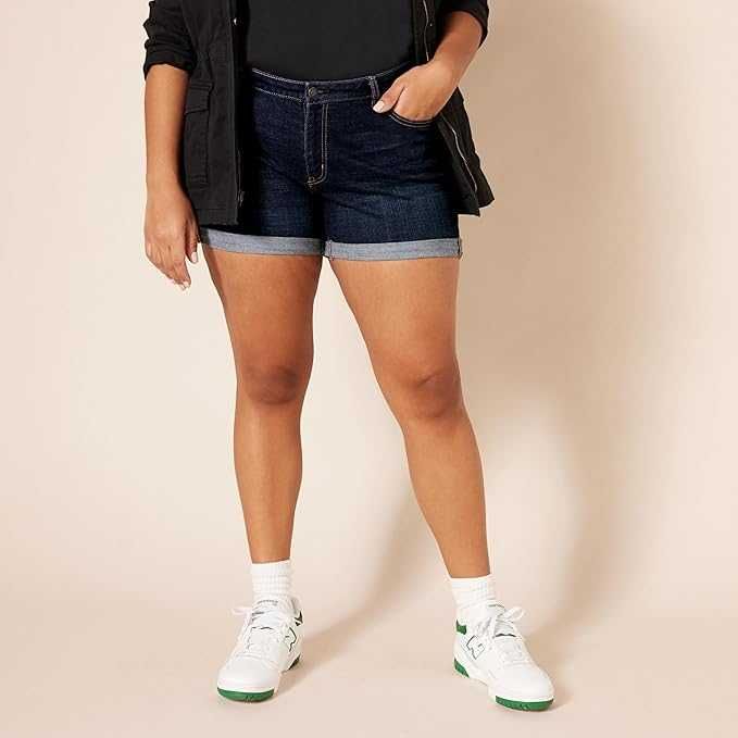 Damskie Szorty AMAZON ESSENTIALS Jeans Pięć Kieszeni Ciemny Denim 40