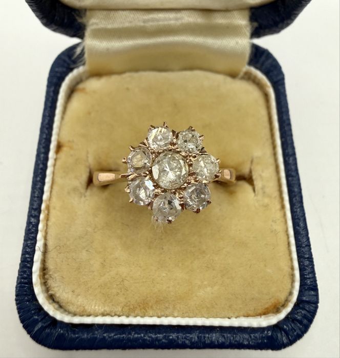 Złoty pierścionek antyk z diamentami 0,95ct