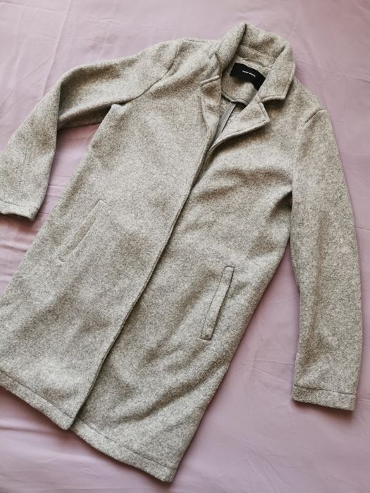 Płaszcz oversize szary Vero Moda vintage retro boho 34 36 38 XS S M