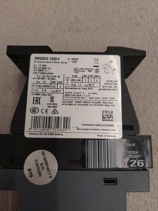 3RW3016-1BB14 Пристрій плавного пуску Siemens Sirius