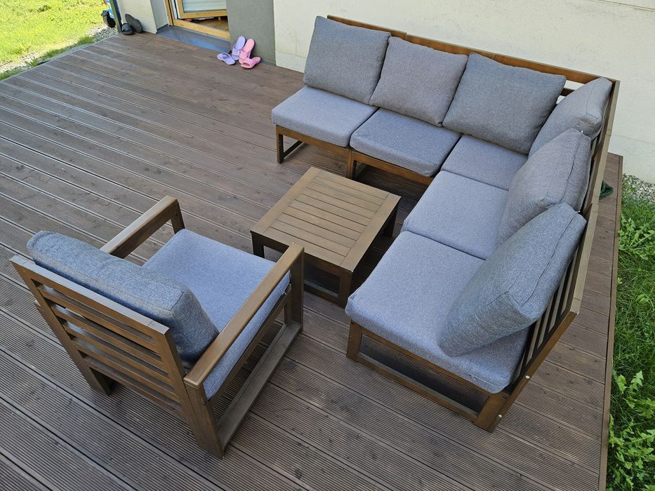 Komplet wypoczynkowy ogrodowy Somilo Chillout, drewniany, 6-osobowy