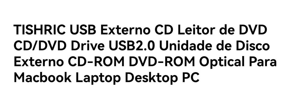 Disco externo, leitor de CD e DVD Tishric.