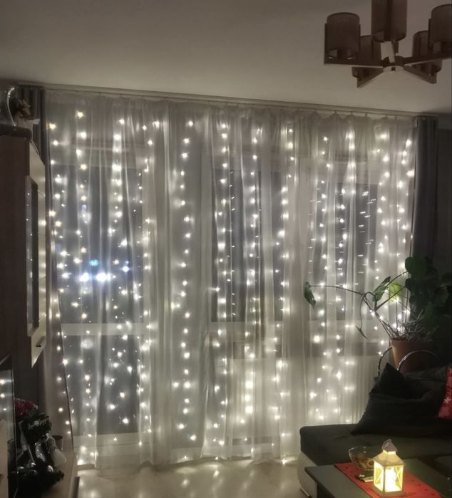 Kurtyna LED na Okno • Lampki Świąteczne • Wysoka Jakość
