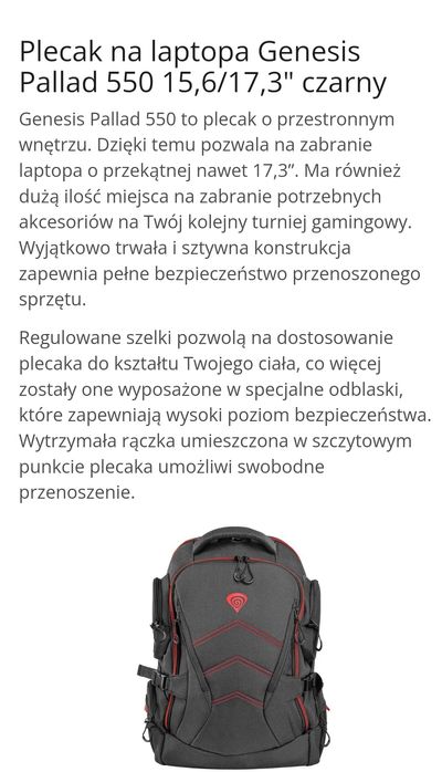 ‼️Plecak na laptopa Genesis Pallad 550‼️