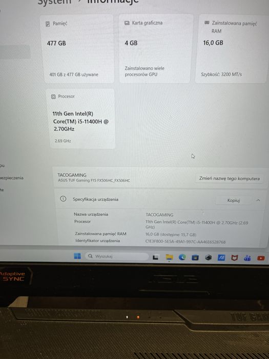 Laptop Asus Tuf Gaming F15