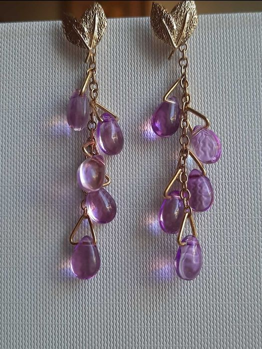 Kolczyki krople handmade Lilac rain nowe