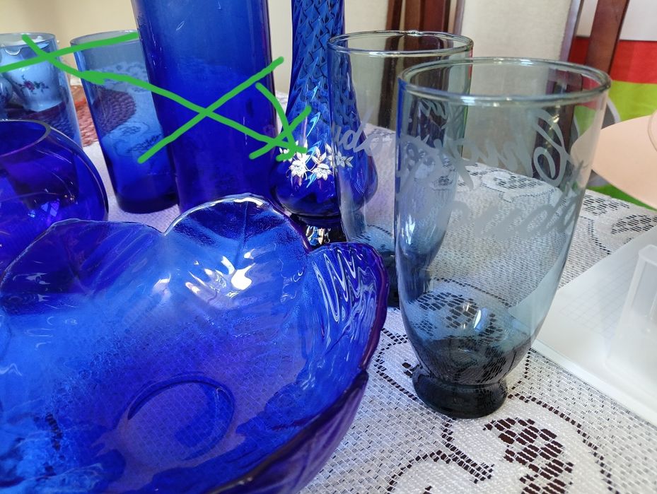23x Szkło kolorowe niebieskie kobaltowe