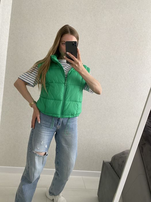 Жилетка reserved безрукавка пуховик зелена пуховик куртка