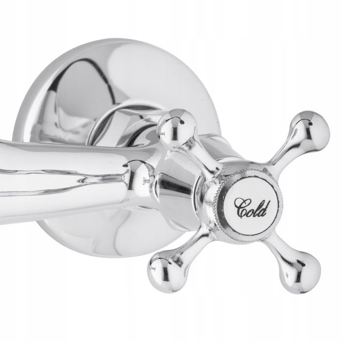 Bateria Kuchenna Ścienna Zlewozmywakowa Retro Kran Chrom Kurki Klasyk