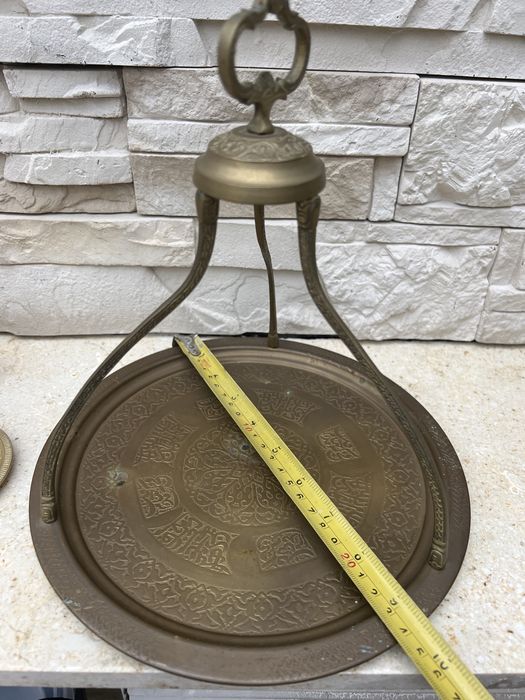 Stary mosiężny arabski zestaw do herbaty czajnik taca z mosiądzu