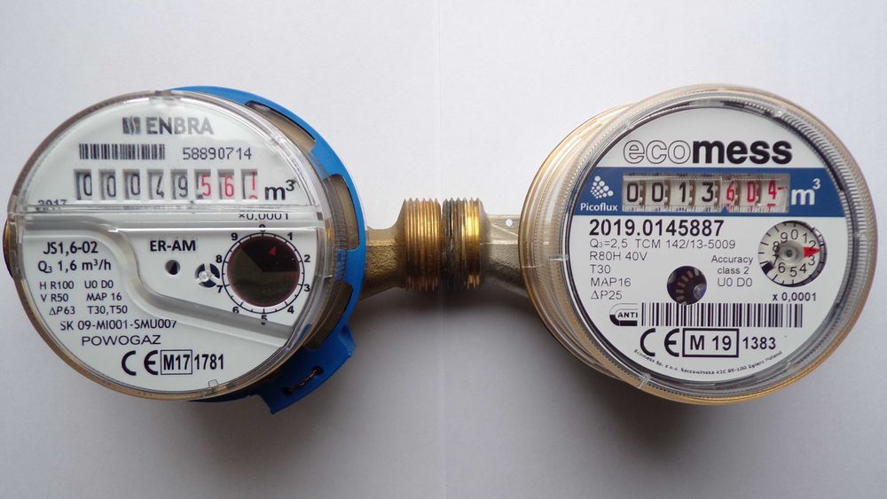 2 x Licznik/Wodomierz 1/2", ENBRA-ECOMESS, 1,6-2,5 m3/h, Zimna woda