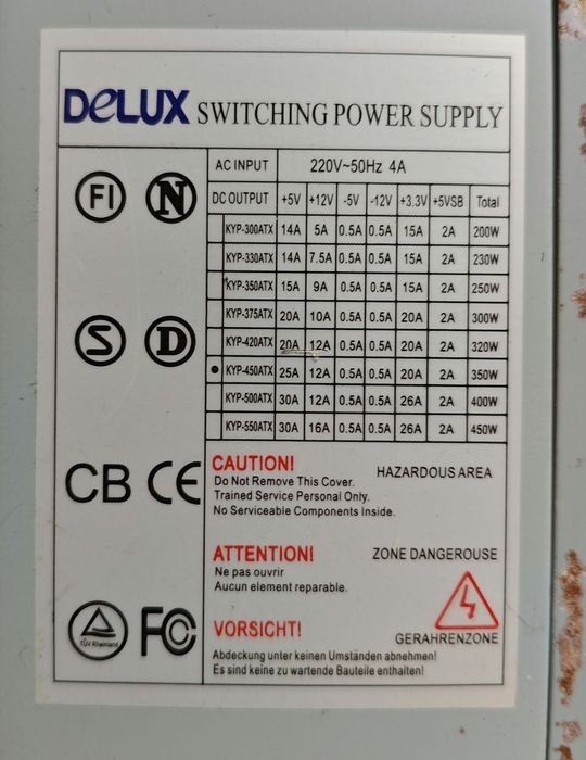 Блок живлення JNC 300ATX-P4 та Delux KYP-450 ATX
