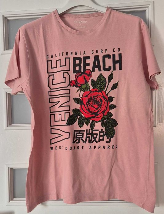 Primark koszulka,t-shirt męska z różą roz L