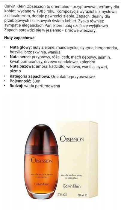 Calvin Klein Obsession 50ml edp woda perfumowana damska