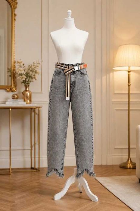 Siwe spodnie boyfriend nowe z metkami UiUj Jeans