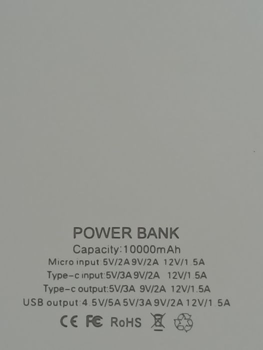 PowerBank 10000mAh, 22,5w- Szybkie Ładowanie/Fast Charge+ kabel Type-C