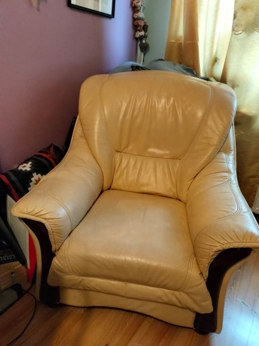 Komplet wypoczynkowy sofa i dwa fotele, skóra