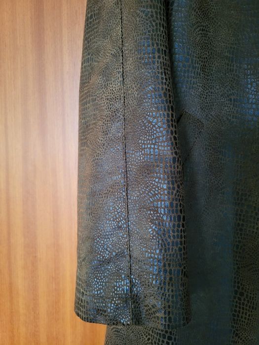 Casaco Comprido Castanho Animal Print - Toypes