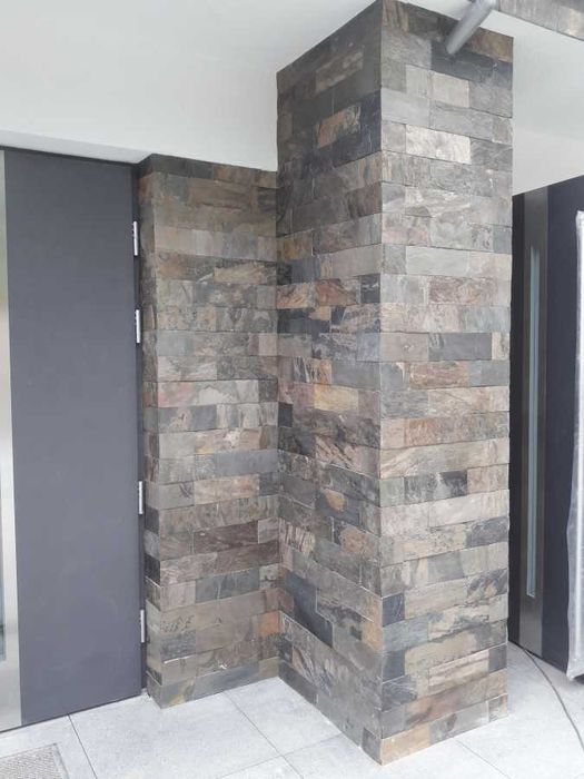 Płytki Łupek California Gold naturalny podłoga ściana elewacja kominek