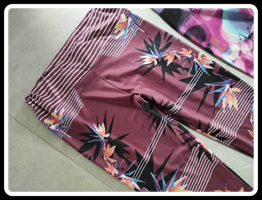 Legginsy sportowe wzorzyste kolorowe jogging siłownia 36 S - 38 M