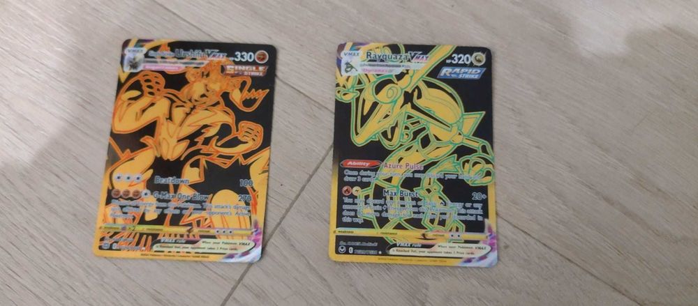 Karty Pokemon Urshifu Vmax gold i Rayquaza vmax gold