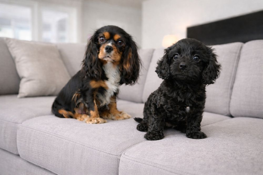 Cavapoo czarna suczka cavapoo