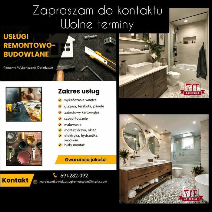 Remonty Poznań i okolice, malowanie, szpachlowanie, układanie płytek