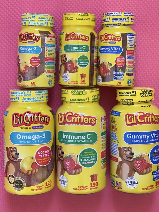Lil critters, омега-3, витамин с, вітамін д, 60,70,120,190 шт.