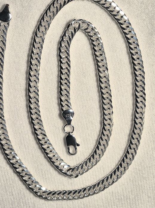 925 Posrebrzany jak Srebro Srebrny Łańcuszek Naszyjnik Pancerka 55cm