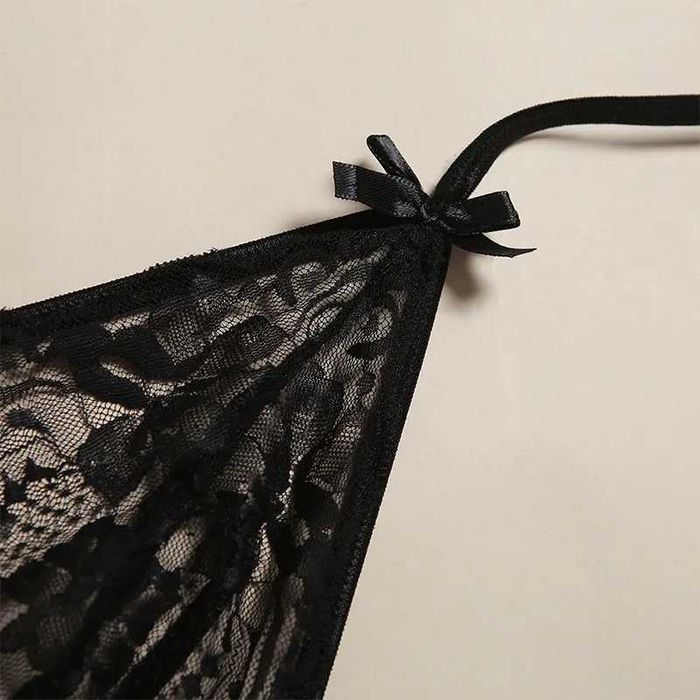 2-częściowy seksowny zestaw bielizny Babydoll czarny rozmiar M