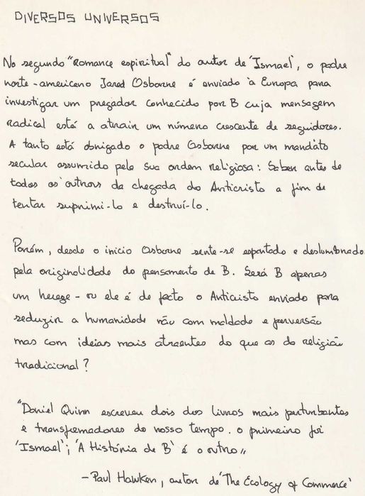Livro A História de B de Daniel Quinn [Portes Grátis]
