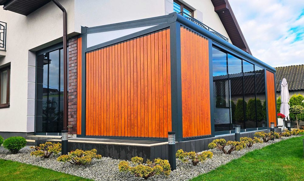 Zadaszenie tarasu, pergola, konstrukcja aluminiowa, altana