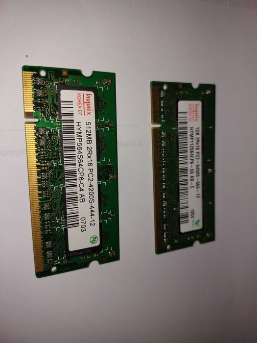 PAMIĘĆ RAM do laptopa Kości pamięci RAM PC2 HYNIX 1GB 512MB 2szt=10zł