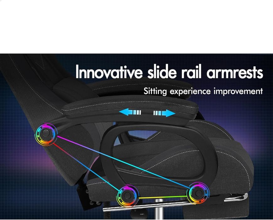 Fotel gamingowy z diodami LED masażi 8-punktowym masażem szare