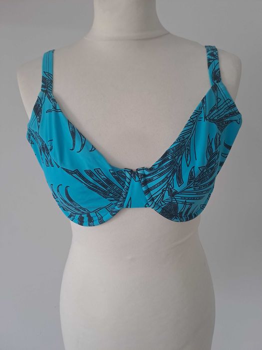 Góra od bikini niebieska w liście 44(85C)