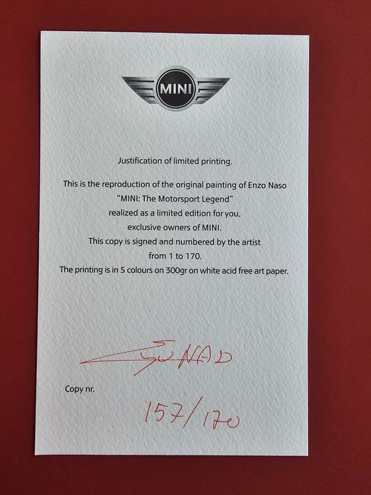 Druk kolekcjonerski - Mini "The Living Motorsport Legend"