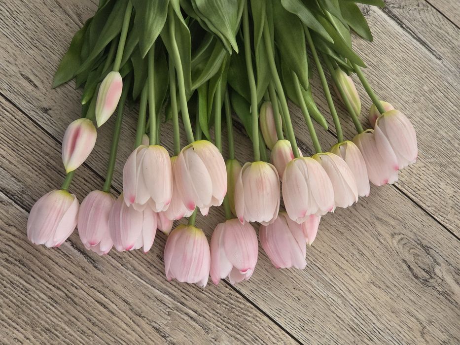 Tulipany bukiety 5szt pastelowy róż silikonowe