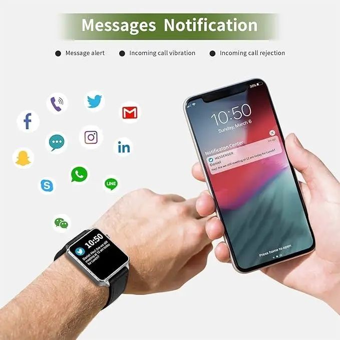 Смарт годинник Maxtop T5 у металевому корпусі, з чорним ремінцем.