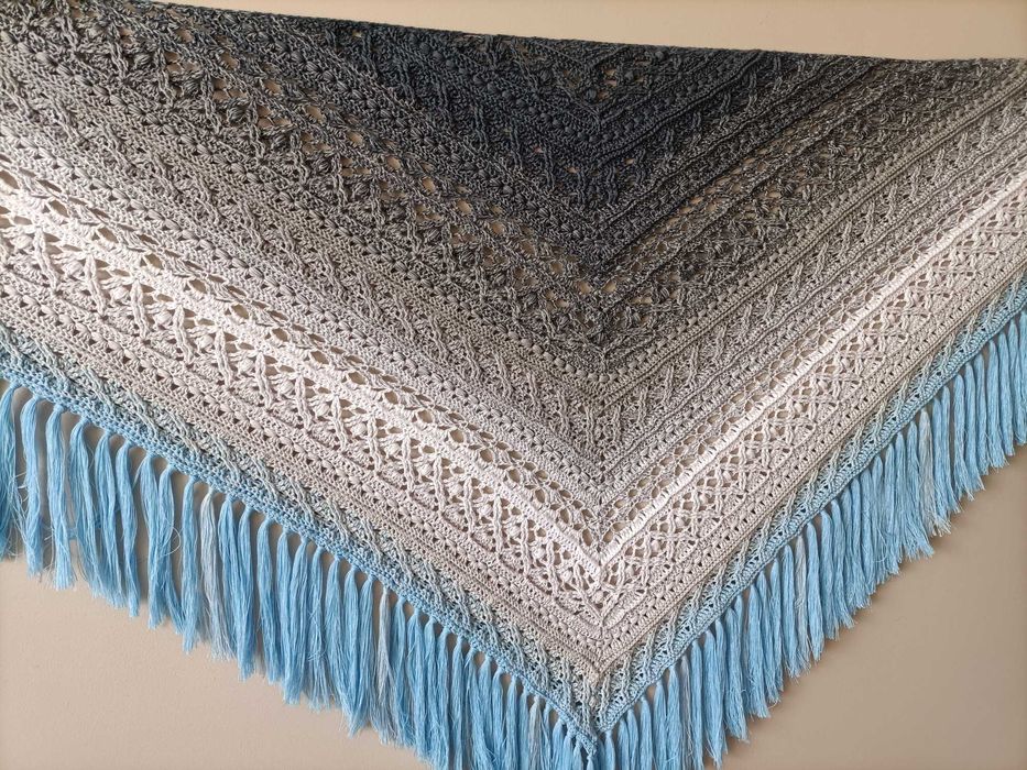 Chusta Ombre, ręcznie robiona na szydełku, szydełko, Handmade