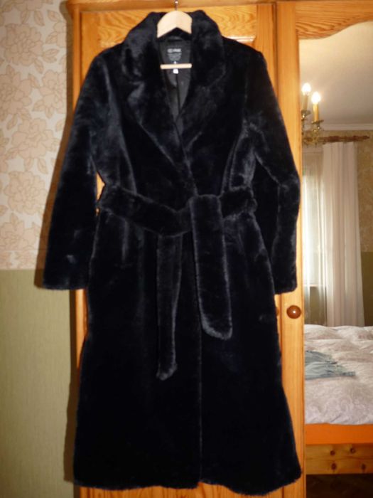 OCHNIK Eleganckie czarne futro płaszcz nowe 38/40/42